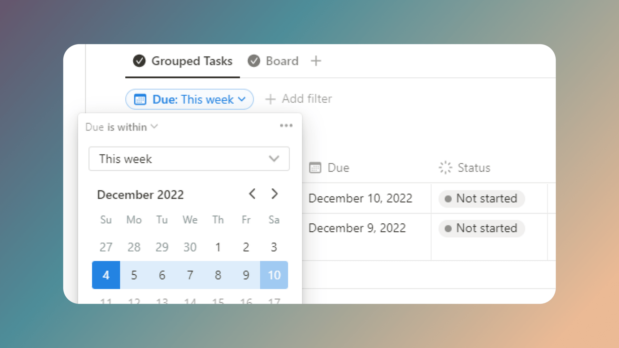 Week. Filter Opt In Notion Filter 'This Week': Simple tutorial
