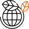 icon depicting carbon neutrality. plant circling the earth
