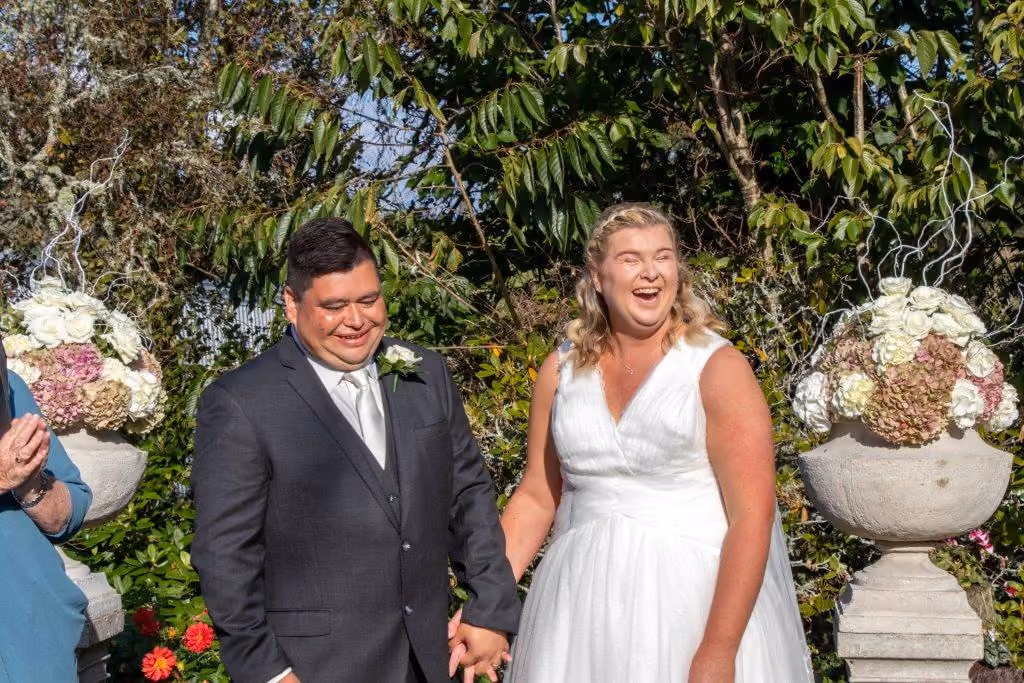 Tessa and Karl met through IDEA Services and married on Tessa's family farm in Inglewood, Taranaki. 