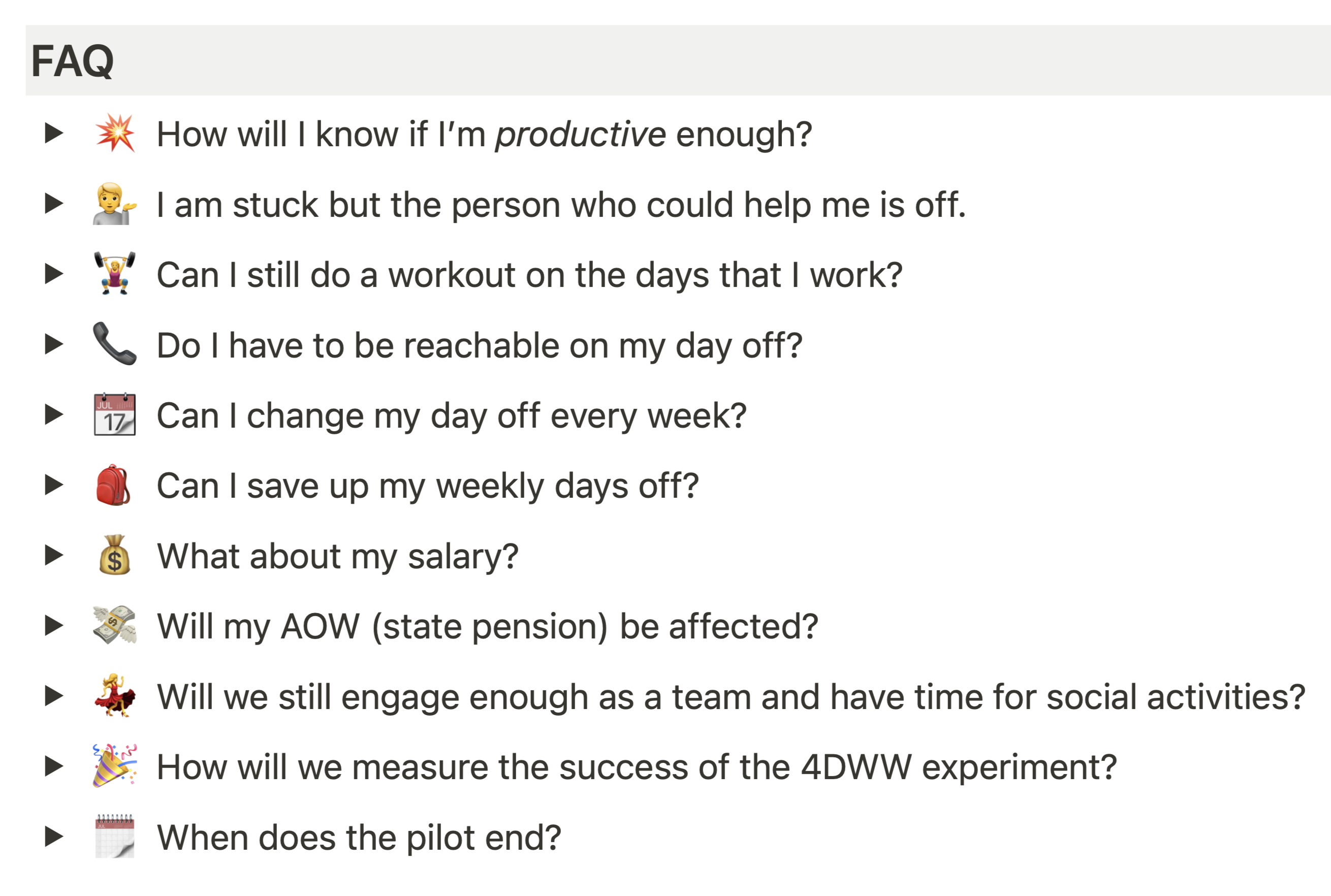Four-day work week FAQs