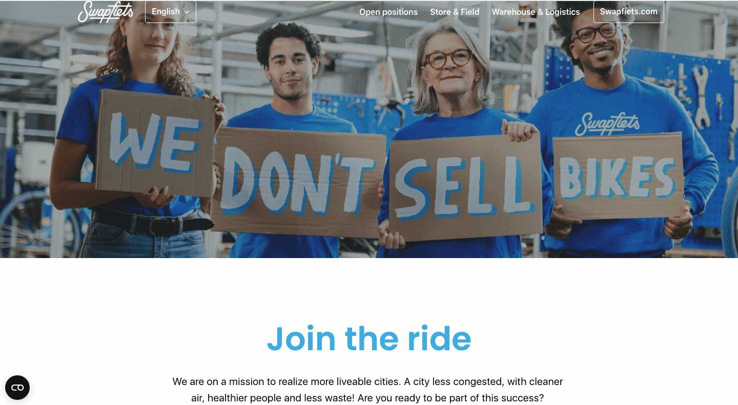 Swapfiets career page