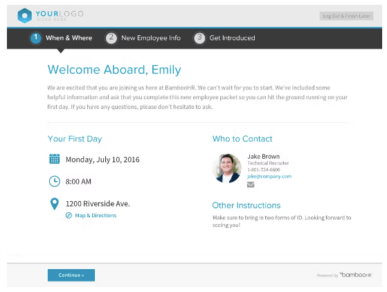 Bamboo HR onboarding