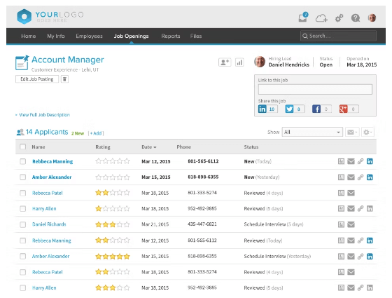 Bamboo HR dashboard