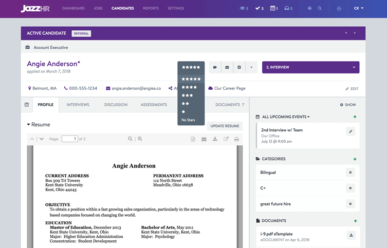 JazzHR email communication