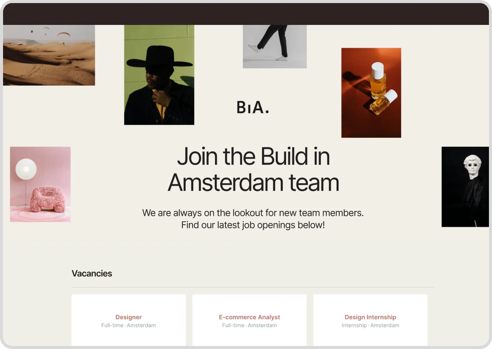 Screenshot of what a careers page looks like when you use Homerun's hiring tool.
