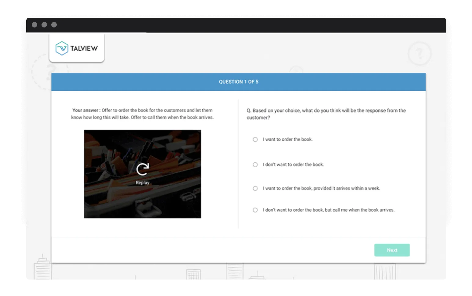 Screenshot of Talview's online candidate assessment tool
