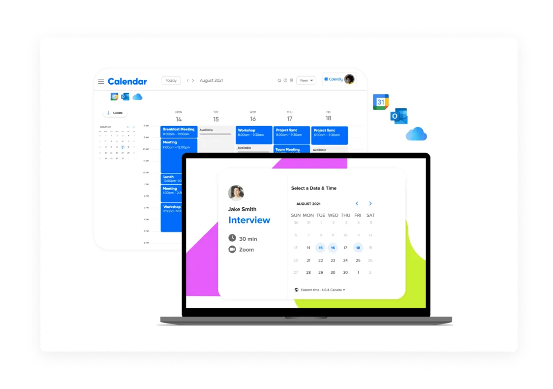 Screenshot of Calendly to book remote meetings