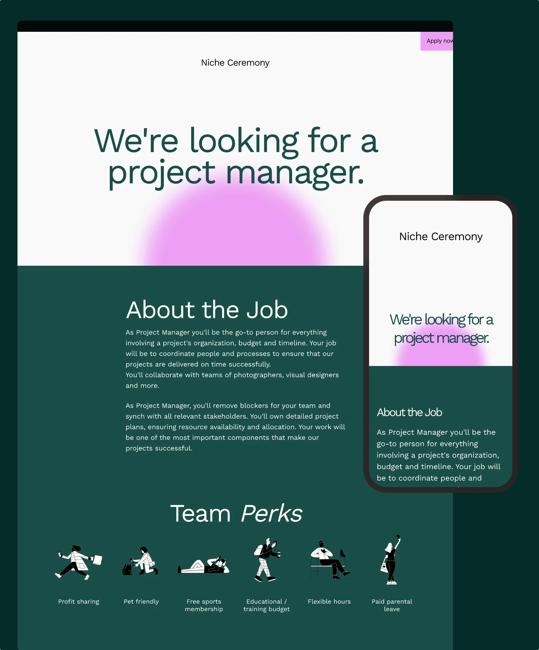Job posting template example that you can customize to fit your brand and role you're hiring for.