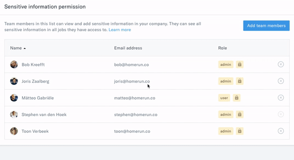Where to edit the sensitive information permission