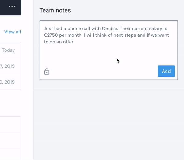 Example of posting a sensitive note