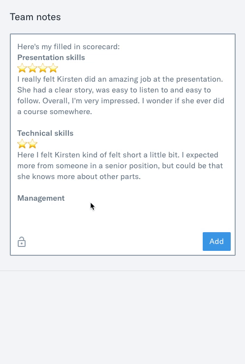 Example of styling to create a scorecard