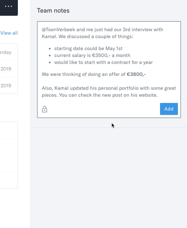 Example of a sensitive note with styling