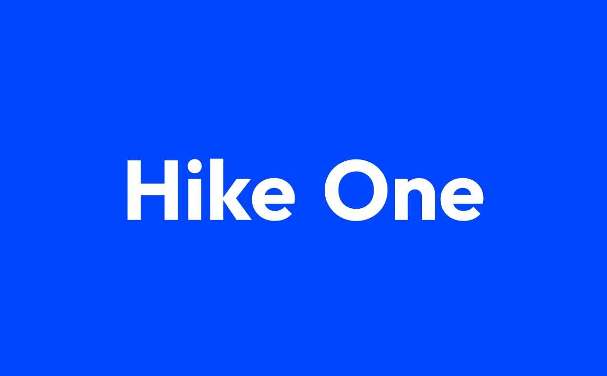Hike one Logo in white on blue background