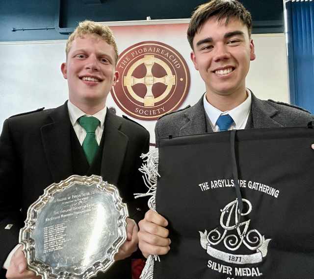 Andrew Pattison and Kyle Cameron winners of the MacGregor Memorial Piobaireachd and the Silver Medal: image courtesy Piping Press
