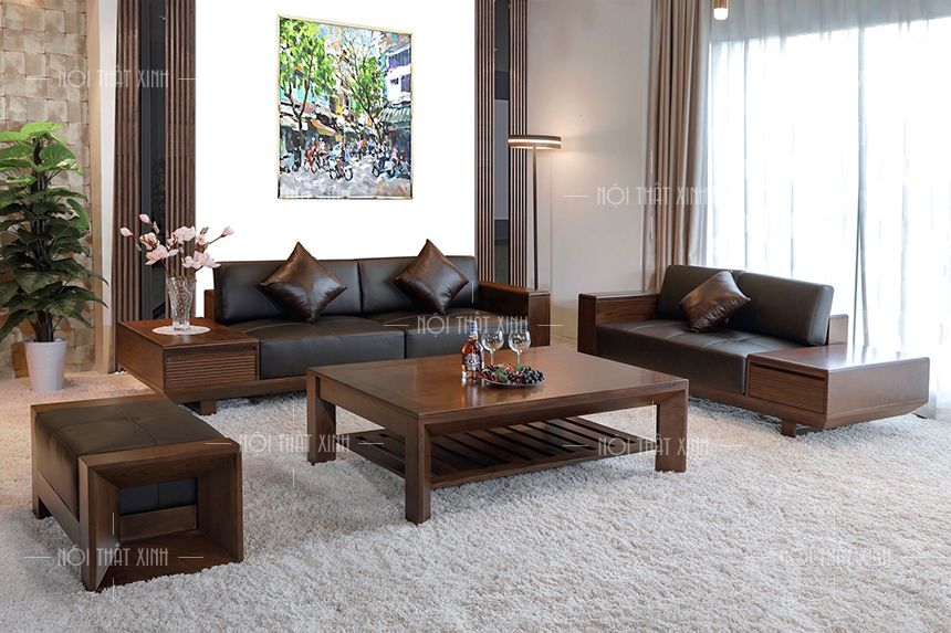 bàn ghế sofa gỗ phòng khách
