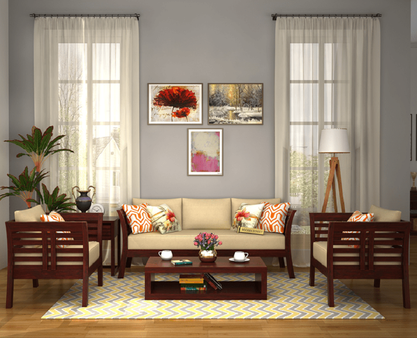 bàn ghế sofa gỗ phòng khách