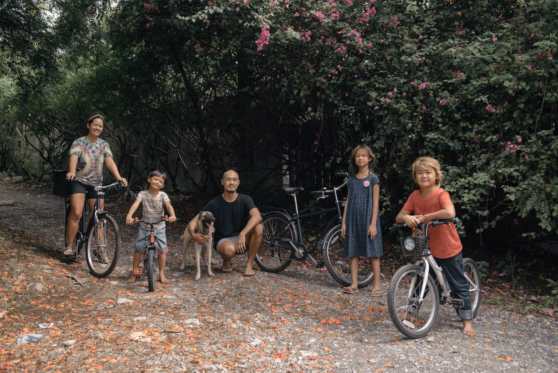 Cosio Family poses with bikes in La Union, photo by Tarish Zamora
