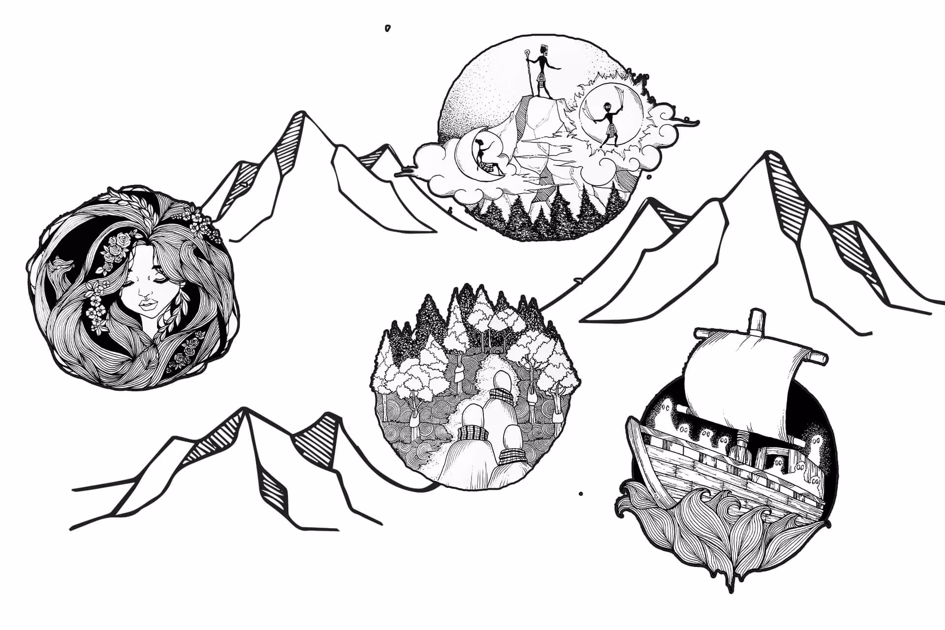 Mystic Mountains illustrations