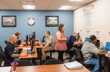 Inside the computer room of the Career Training and Education Center