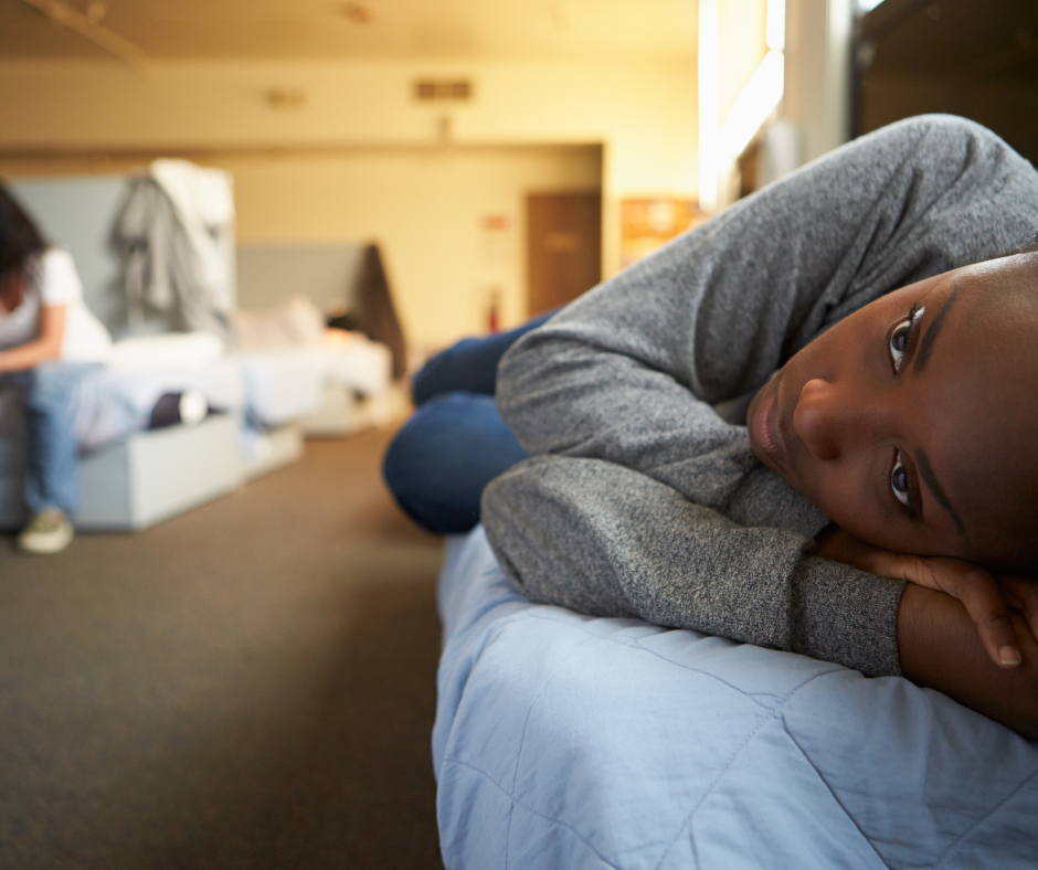 Woman Sleeping At Shelter