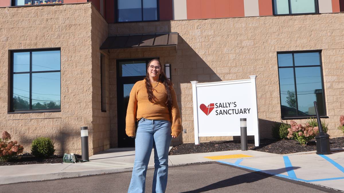 Crystal standing tall outside of Sally's sanctuary.