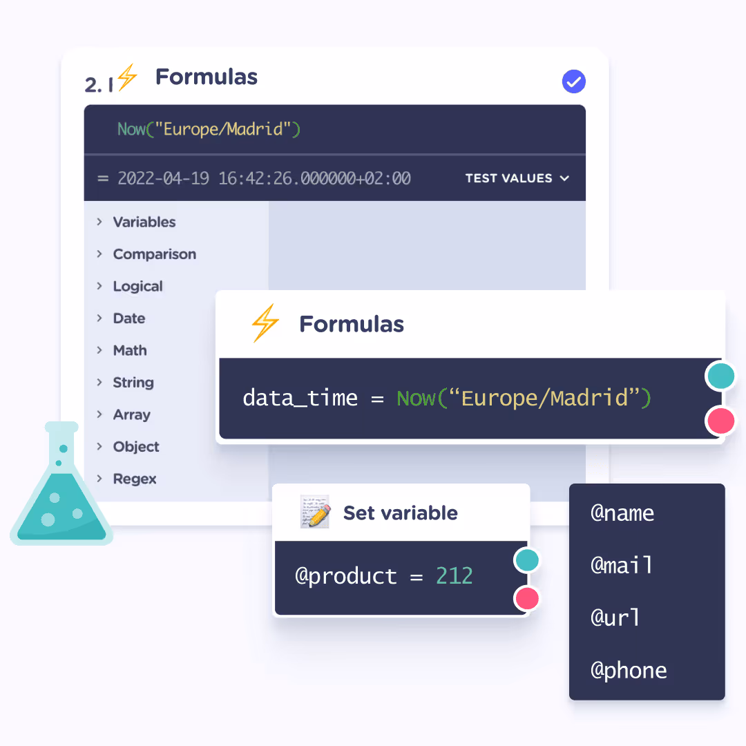 landbot variables and formulas