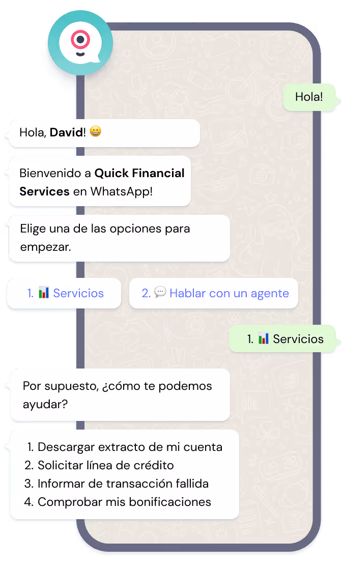 whatsapp spanish chatbot conversation
