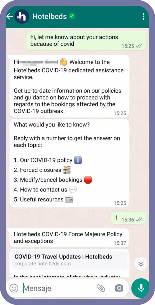 whatsapp mockup hotelbeds case study landbot