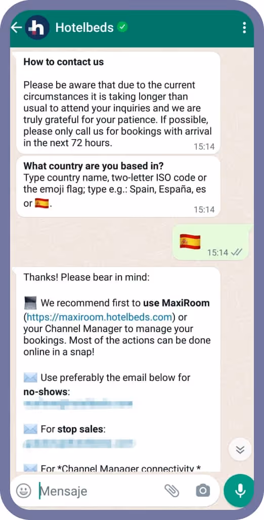 hotel beds chat whatsapp landbot
