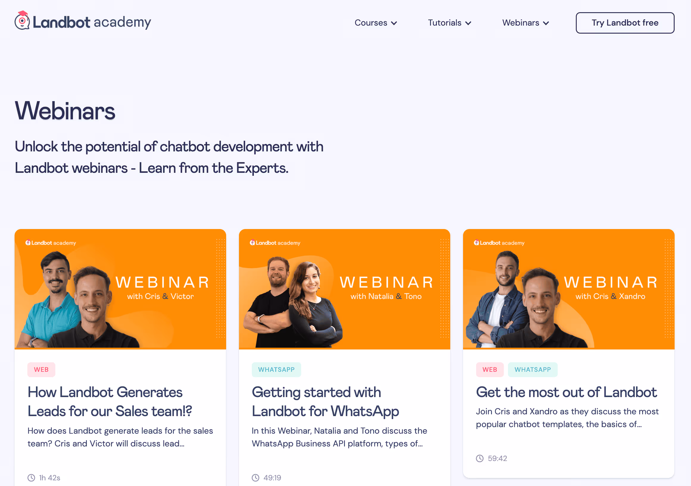 landbot academy webinars