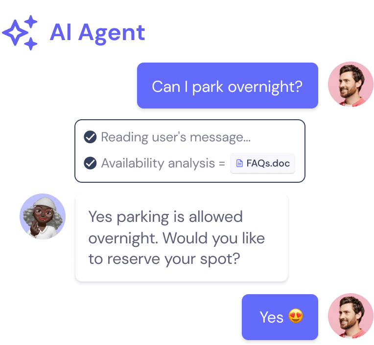 An illustration depicting conversation between an AI agent and a customer
