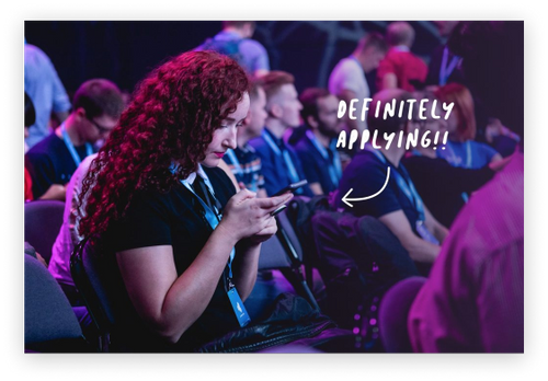 picture of a woman doing a skills test at Refresh conference