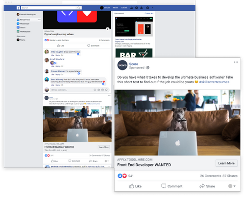 Scoro sharing skills tests on Facebook