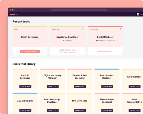 skills assessment library in-app