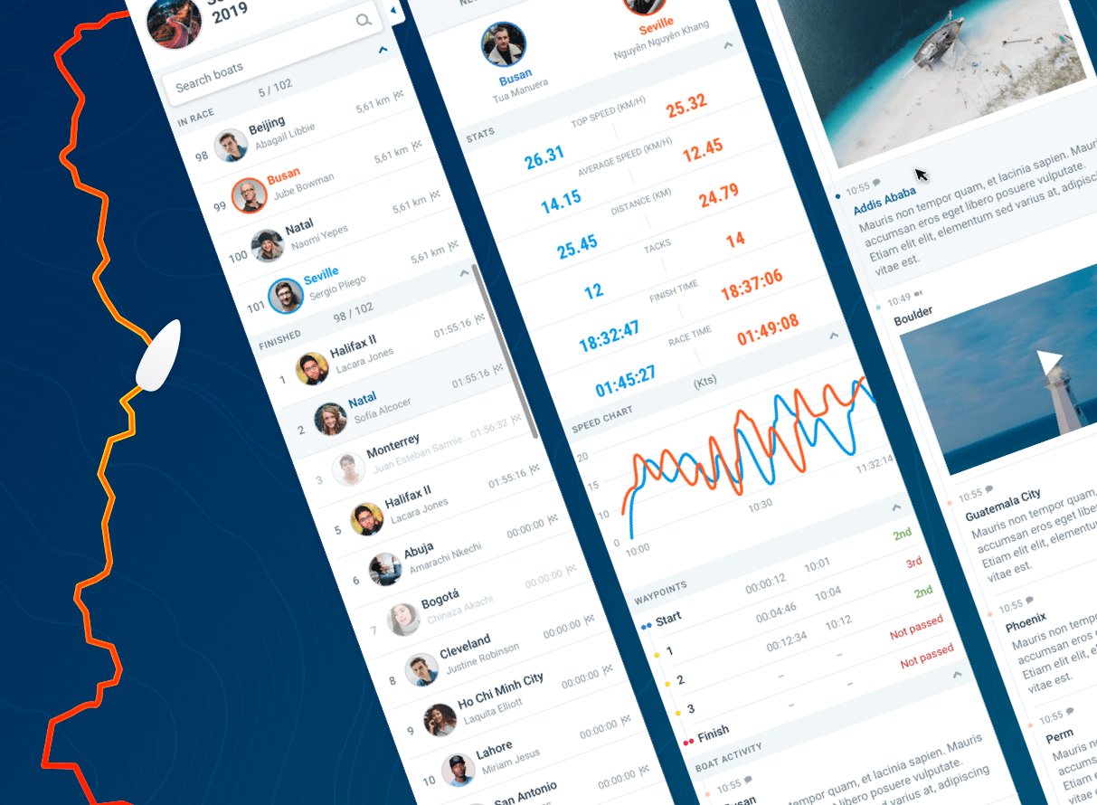 UI design with stats and analytics.
