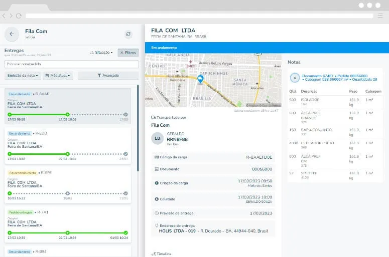 Tela Portal do Cliente do DMS da Fretefy