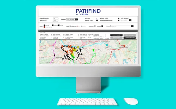 Logístico na frente de um laptop, revendo custos e otimizando processos de entrega