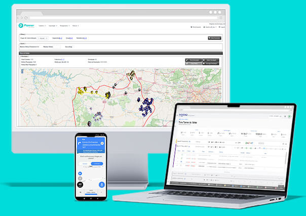 Computador com uma tela do Planner de Vendas da Pathfind