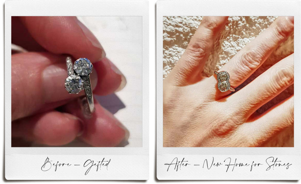 Remodelled two stone crossover toi et moi made into new crossover style toi et moi