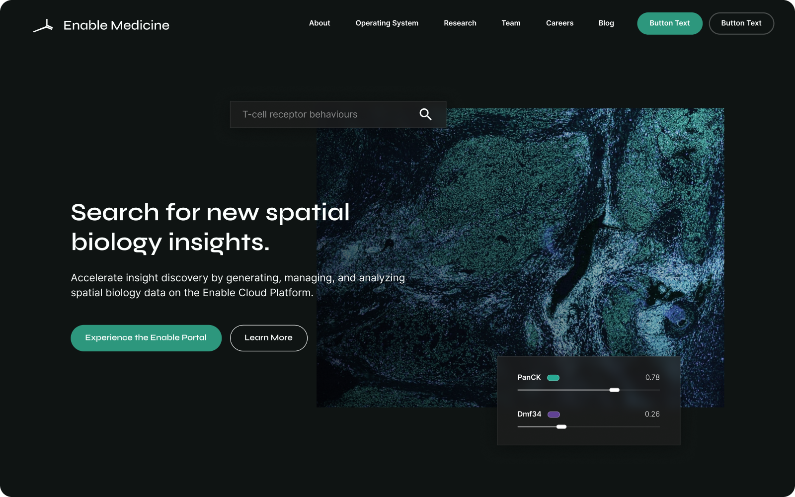Example landing page for the Enable Medicine website.