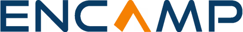 Encamp logo in blue and orange