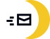 Black mail icon with three speed lines on a yellow circle background.