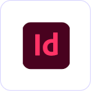 Adobe InDesign logo with pink Id letters on a dark square background.