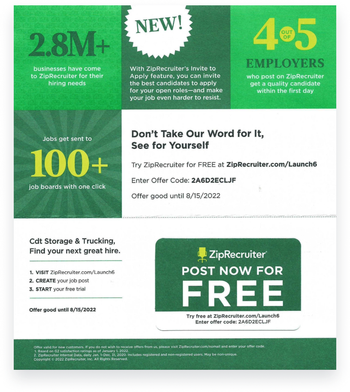 Mailer from ZipRecruiter