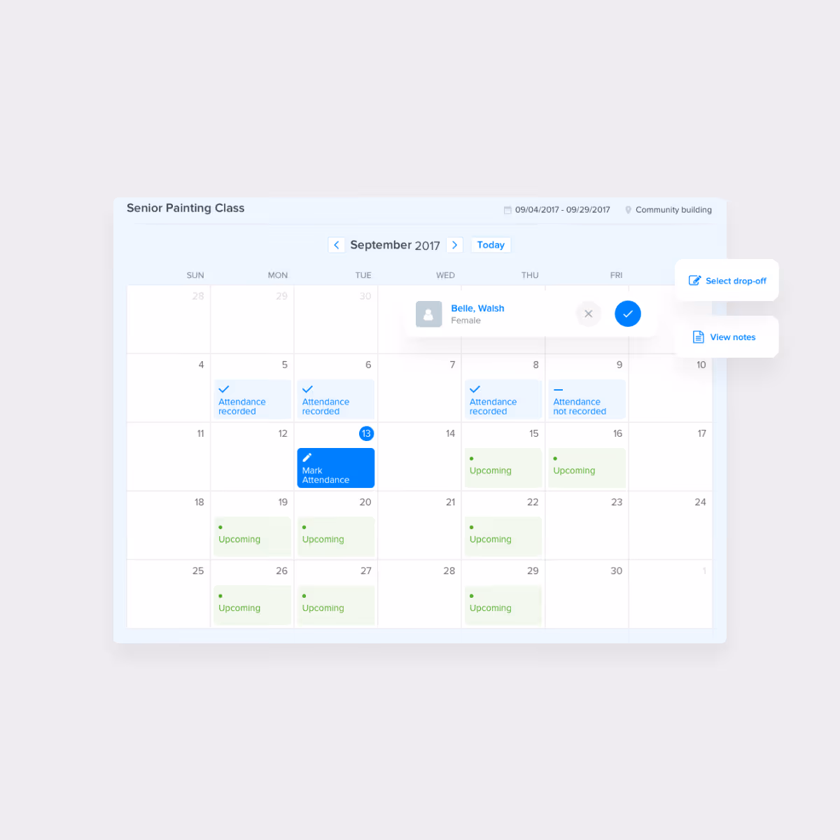 easily track attendance in one easy to use platform, camp and class manager