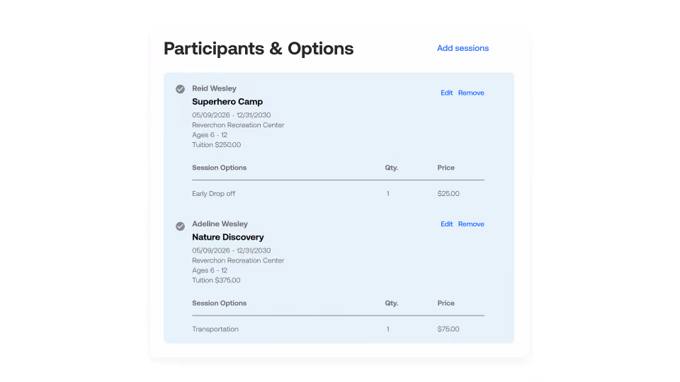 register multiple children at once