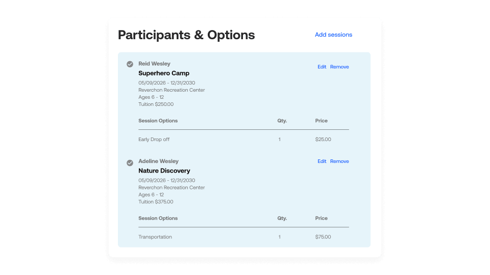 register multiple children at once