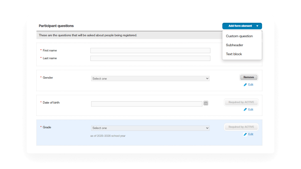 create and manage all forms with custom questions