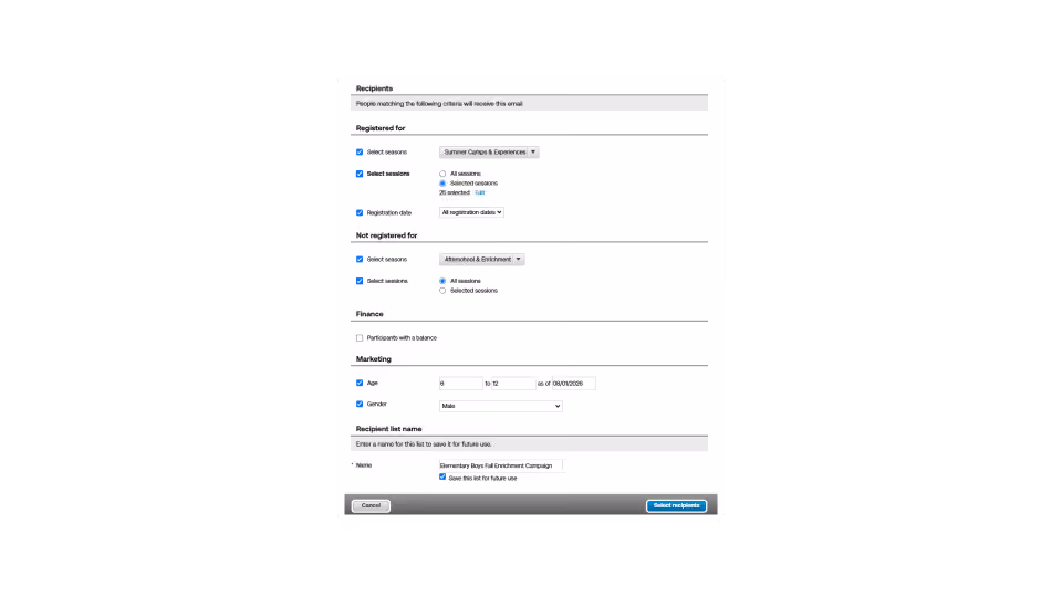text message configuration product screen