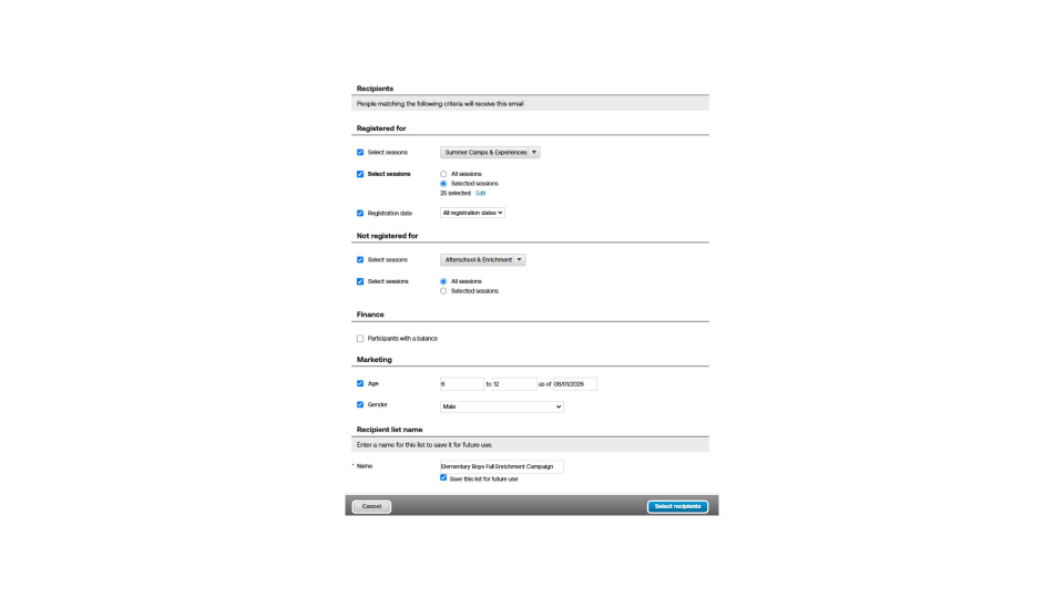 text message configuration product screen
